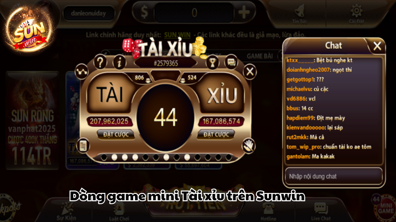 Dòng game mini Tài xỉu trên Sunwin Dòng game mini Tài xỉu trên Sunwin